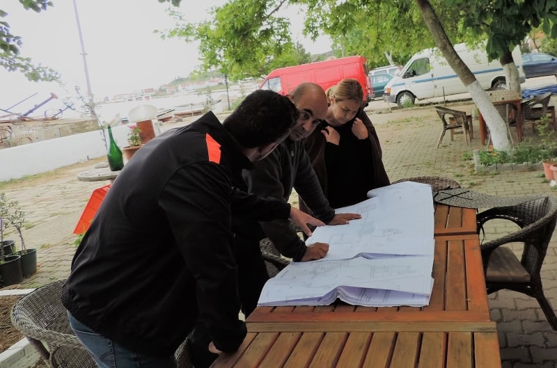 Cem, the owner of Melen, showing Gary his plans for winery expansion on one of our wine tours from Istanbul