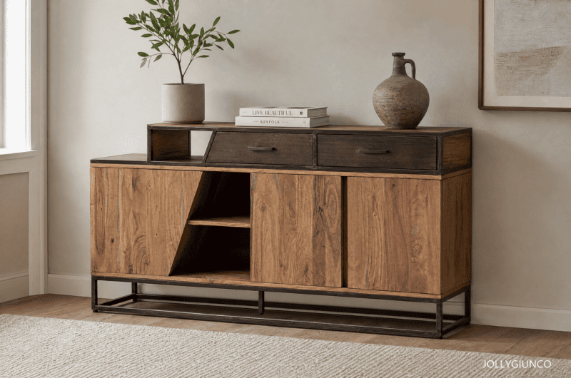Credenza a 3 ante e 2 cassetti Janak