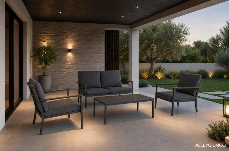 Salotto da giardino 4 pezzi con cuscini Konnor antracite
