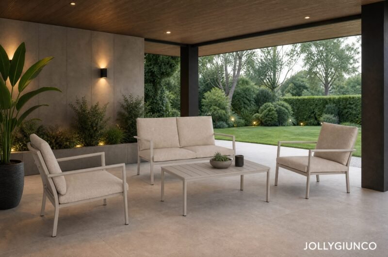 Salotto da giardino 4 pezzi con cuscini Konnor Rastin