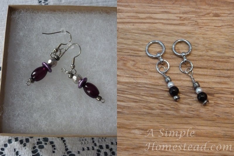 earrings and stitch markers