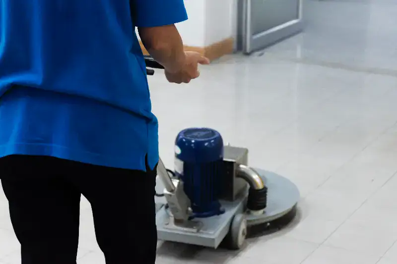 Commercial floor cleaning and waxing by Crest Cleaning Services in Seattle office building