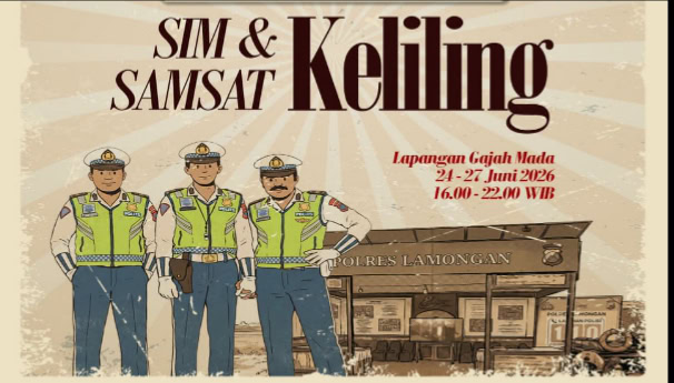 Nuansa Tempo Doeloe Warnai Layanan SIM dan Samsat Keliling Satlantas Polres Lamongan. 