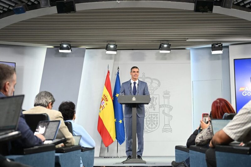 Pedro Sánchez en la rueda de prensa del Consejo de Ministros que aprobó los nuevos decretos de vivienda