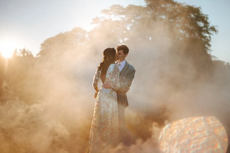 wedding portrait of young, romantic couple in soft light. photo by Joab Smith cotswolds wedding photographer