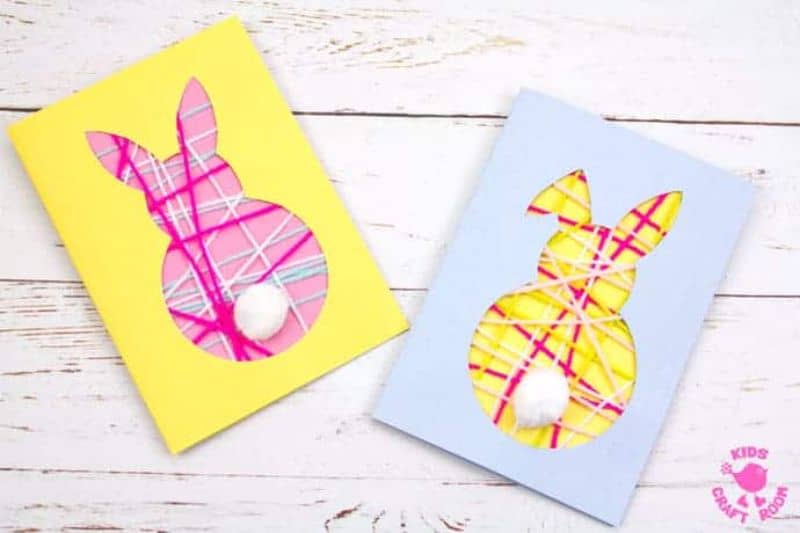 easter bunny cards with yarn