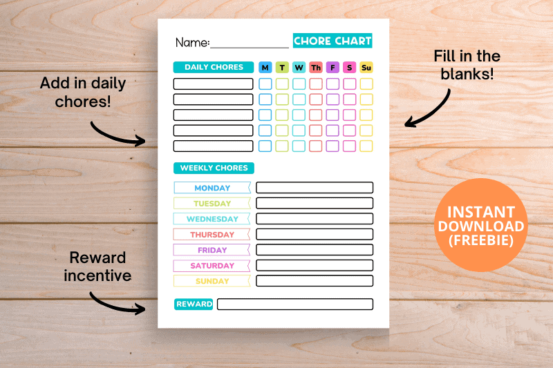 Weekly Chore Chart For Kids 