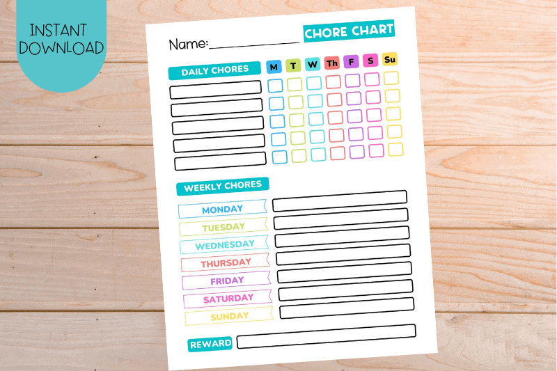 blank chore chart