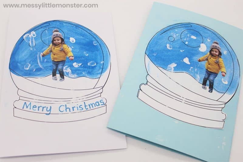 handmade cards featuring a photo in a snow globe