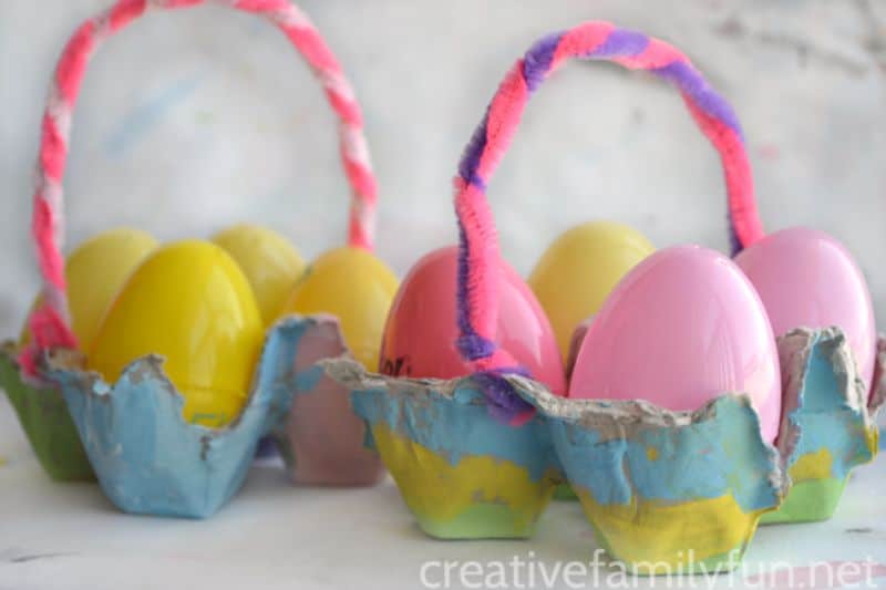 easter baskets made from egg cartons