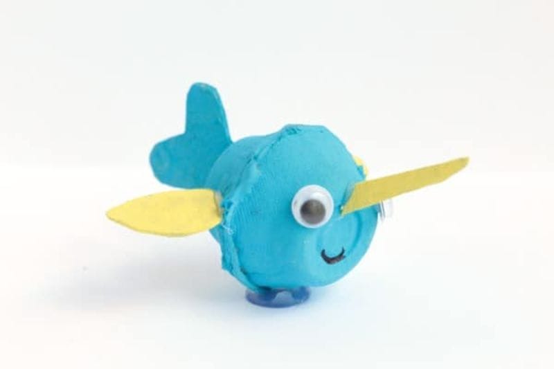 blue and yellow narwhal craft