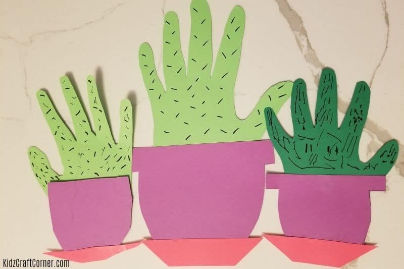 Cactus Handprint  Babysitting crafts, Preschool arts and crafts,  Kindergarten crafts