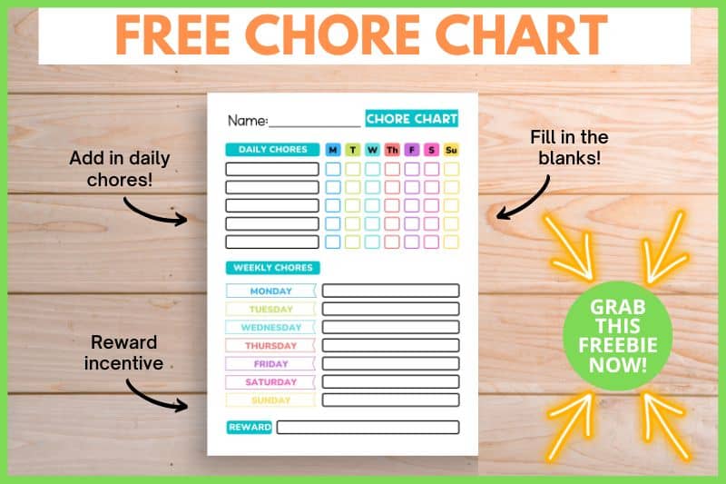 1st day of school chore chart