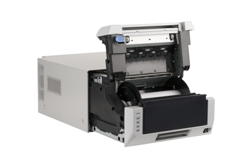 DNP DS620 photo printer open for loading paper and ribbon