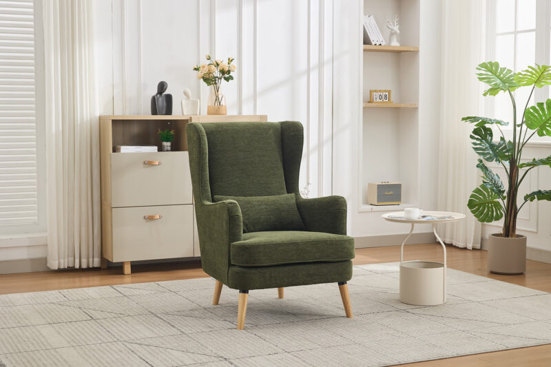 Mila Fireside Chair in Dark Green Fabric (6)