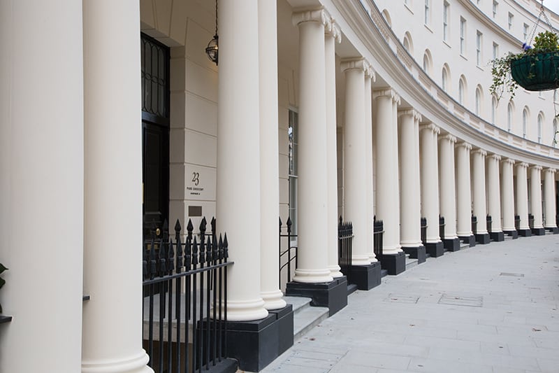 External view along regent's Crescent