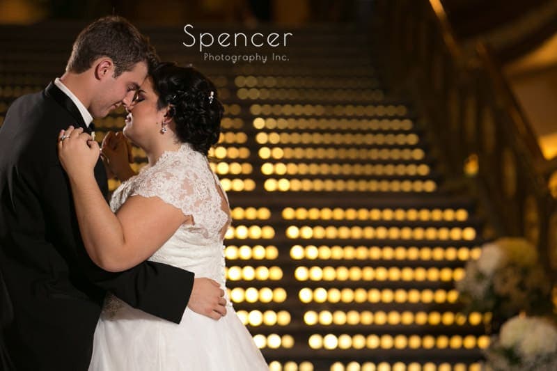 bride and groom dancing at their wedding reception at cleveland arcade