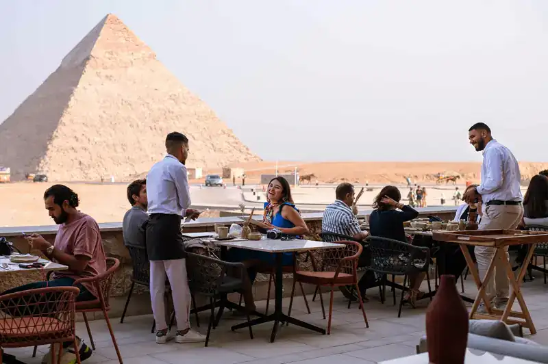 Khufu's restaurant dining area beside the Giza Pyramids