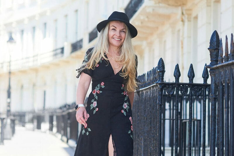 Multi Award winning brighton personal stylist Michelle Barrett walking in Palmeira Square