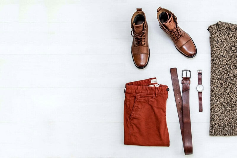 brown shoes, trousers and a belt coordinated