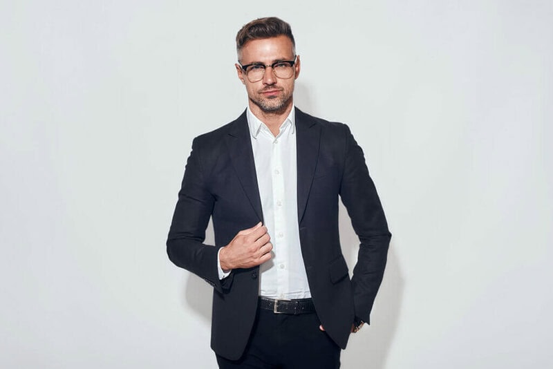 stylish man in a dark suit