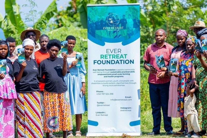 Youth learning business and leadership skills during the Ever Retreat Foundation entrepreneurship program in Rwanda.