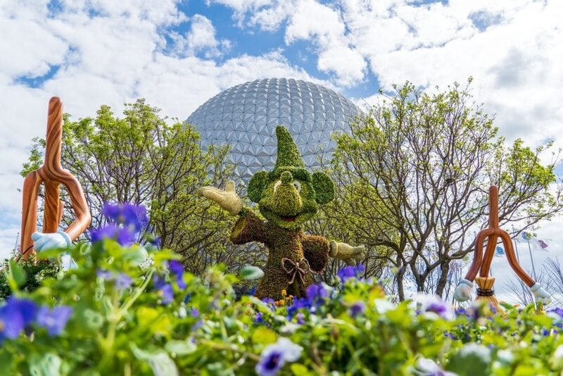 Epcot Disney Park globe with Mickey sculpture
