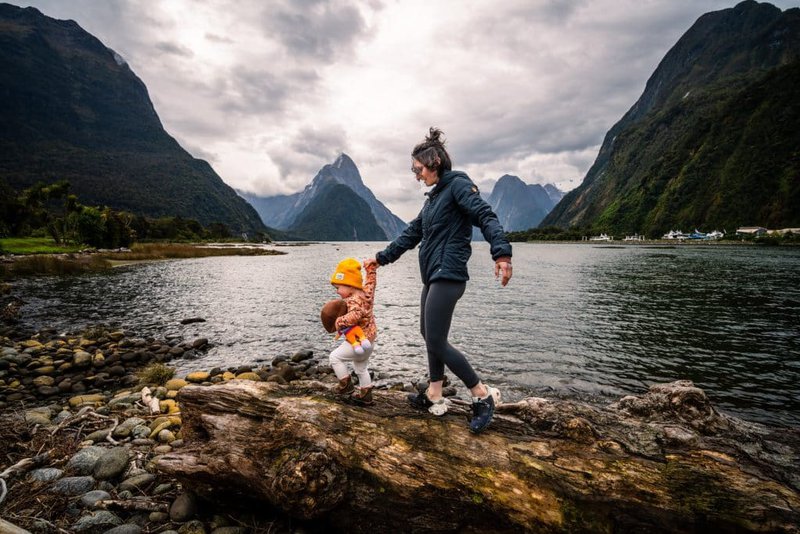 Mom and child with sensory processing disorder enjoying a walk in mountains