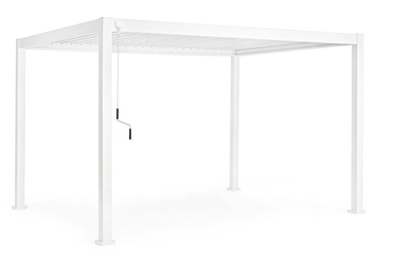 Progettato in plastica bianca, questo gazebo offre protezione e stile per ambienti outdoor, ideale per pranzi e feste in giardino.