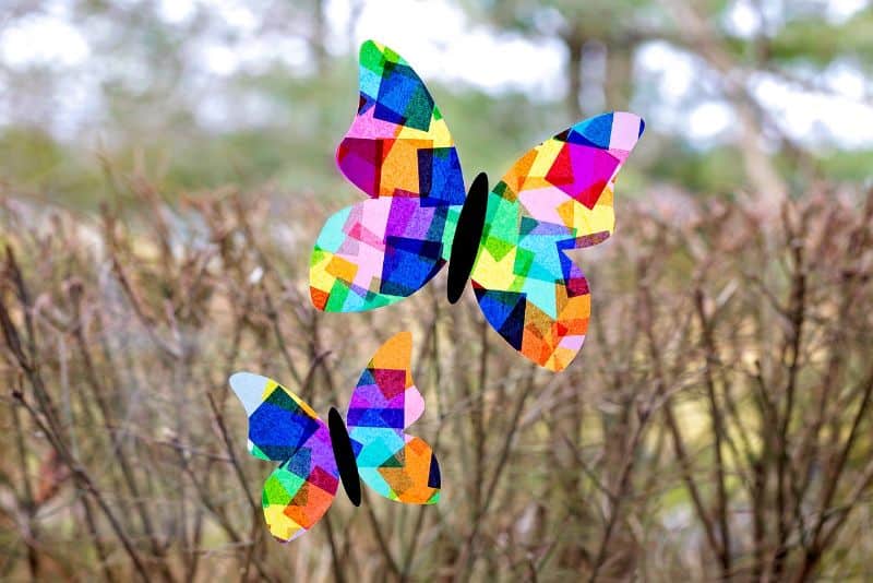 tissue paper butterfly suncatchers