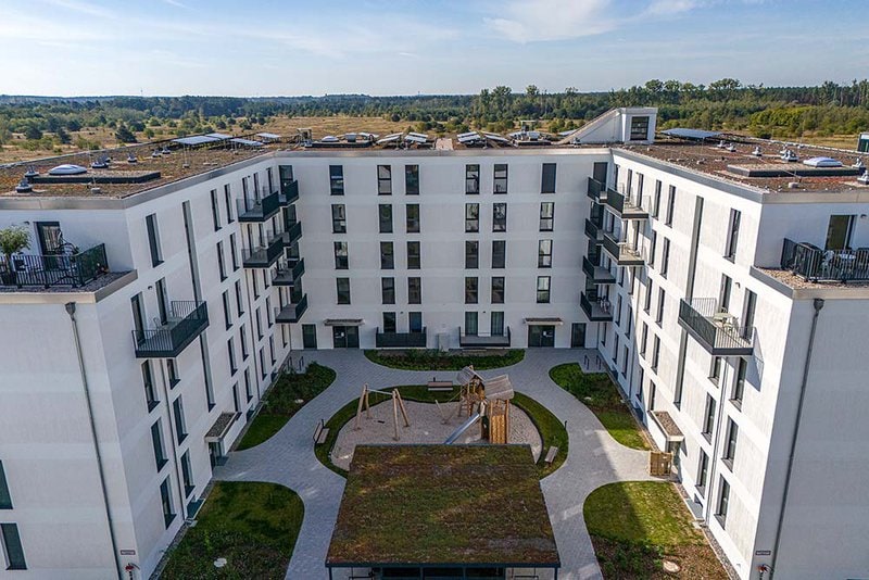 Bauprojekt Nine West Living in Berlin - Generalunternehmer: Mastiok Bau - Draufsicht - Innenhof