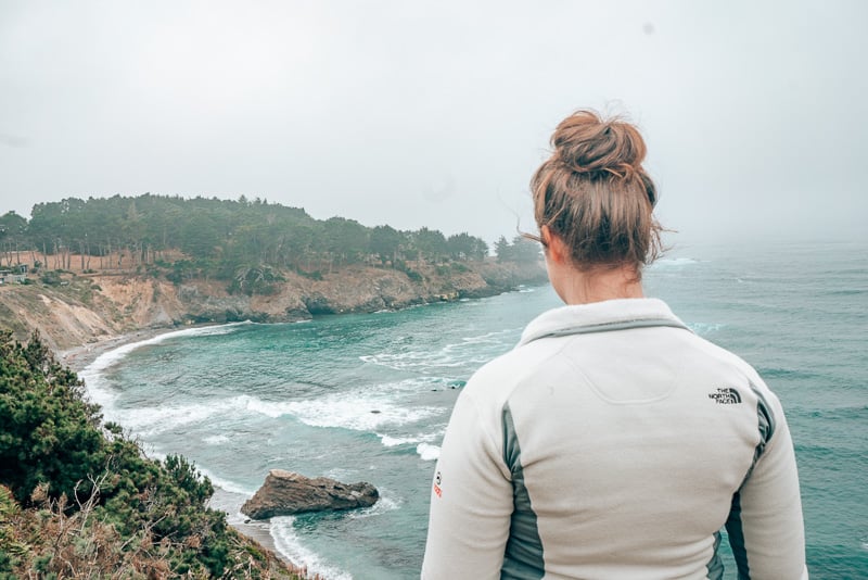 Overlooking a Pacific coast cove in Mendocino, California.