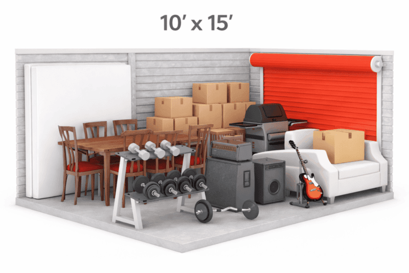 Clean, well-lit hallway of indoor climate-controlled storage units at Storage Solutions Plus.