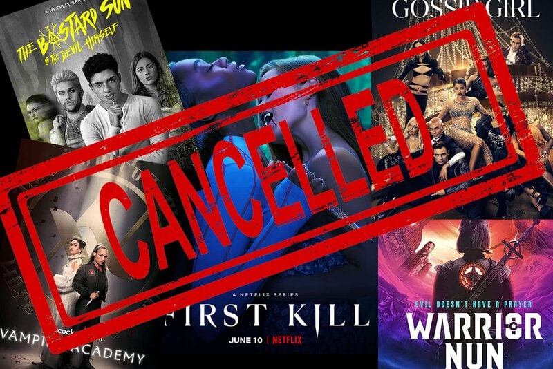 Various Netflix series with the word "cancelled" plastered across them.
