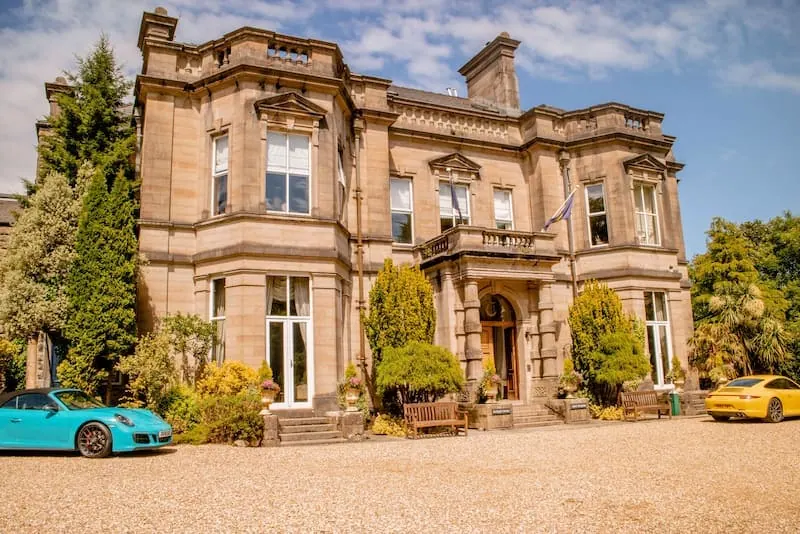 The facade of Tre-Ysgaven Hall in Anglesey, one of Wales' luxury hotels.
