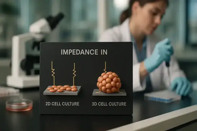 High-quality image showing 2D and 3D cell culture models for biomedical research and tissue engineer.