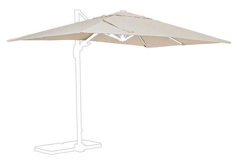 Ombrellone cappottina beige grande e resistente, ideale per terrazzi e giardini, perfetto per creare zone d'ombra eleganti.