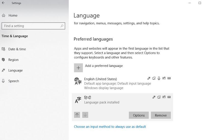 Add or Remove a Keyboard Layout in Windows 10