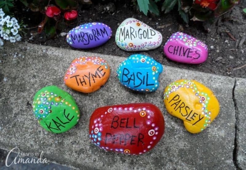 painted rock garden markers