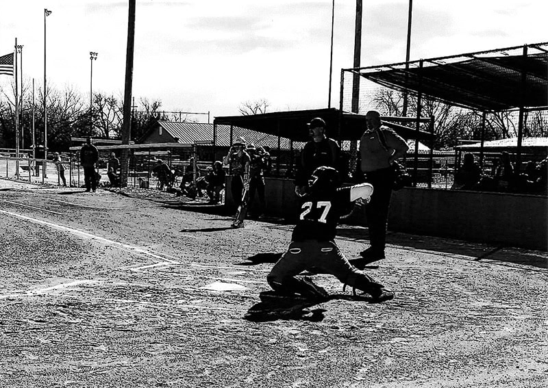 Softball player at a base