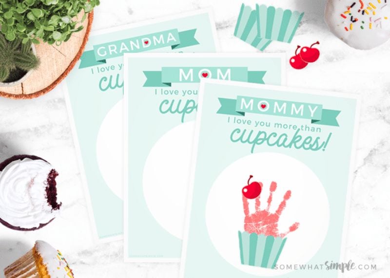 handprint cupcake card