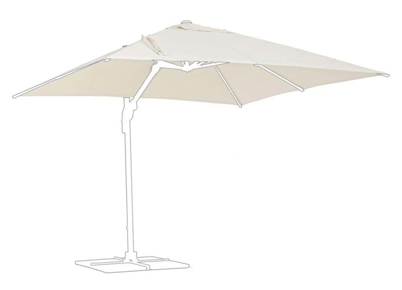 Tenda parasole gigante beige per spiaggia e giardino, resistente al vento, facile da montare e perfetta per relax all'aperto.