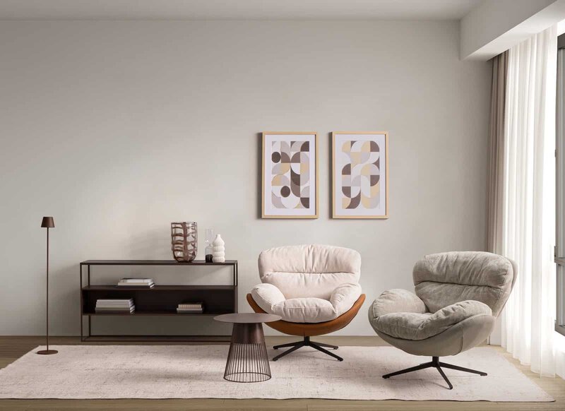 Spazio living elegante con sedute comode e arredi di design | Ambiente domestico raffinato e accogliente.