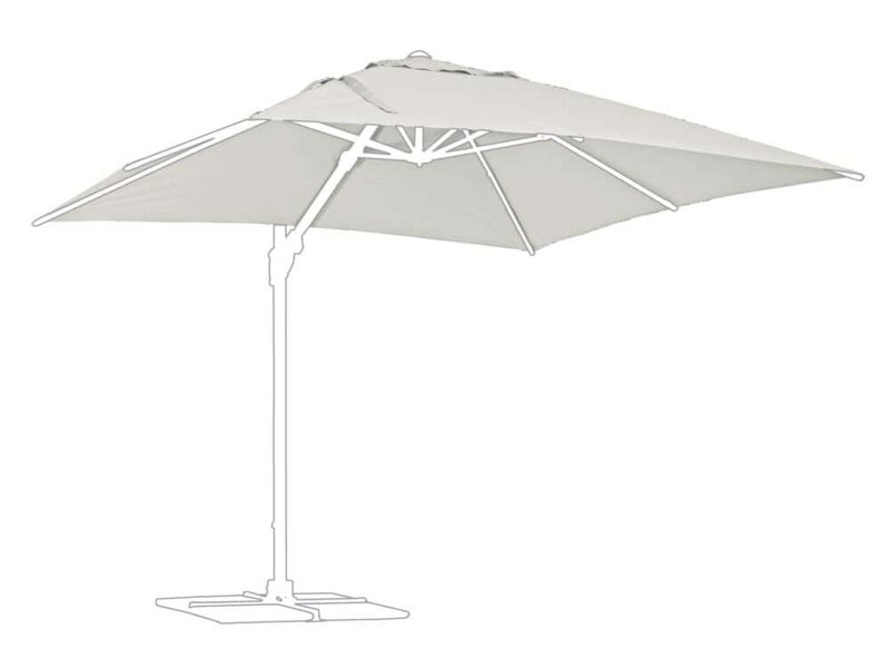 Ombrellone da esterno con struttura in alluminio e copertura in tessuto resistente, ideale per giardini e terrazzi.