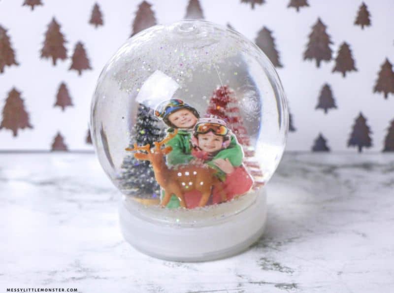 homemade snow globe with picture inside