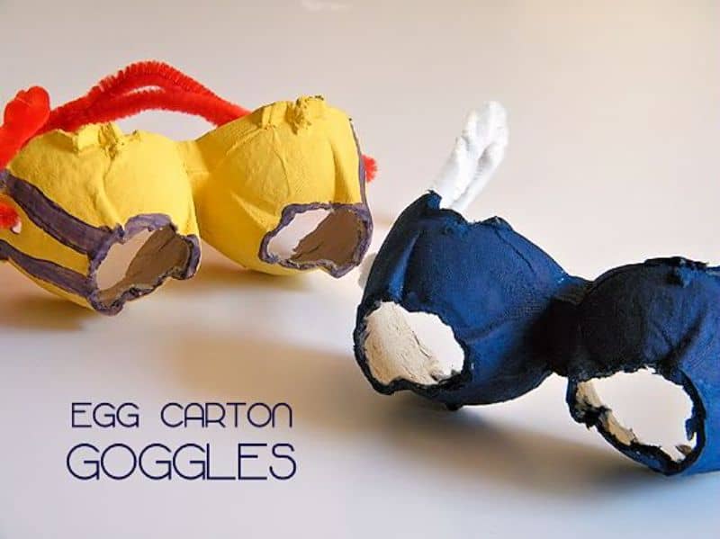 goggles made with egg cartons