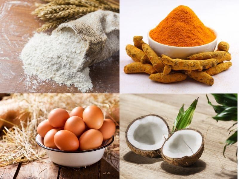 Chuẩn bị nguyên liệu cần thiết làm bánh xèo.
