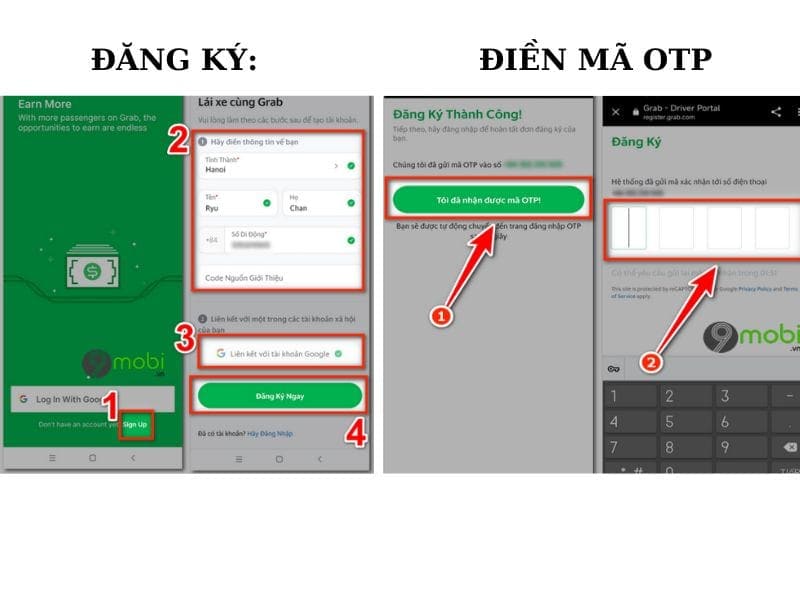 Các bước cài đặt app để đăng ký chạy grab.