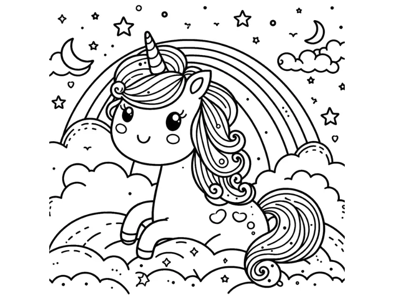 ausmalbild einhorn regenbogen zum ausdrucken und online ausmalen