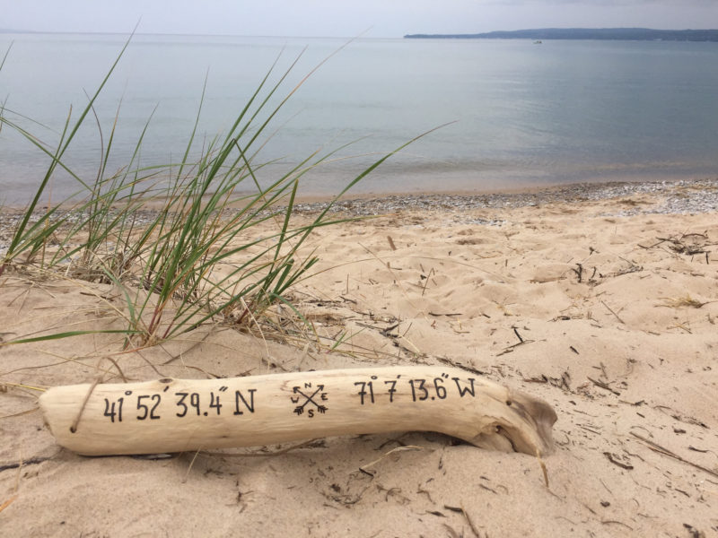 Custom Driftwood Sign GPS Coordinates